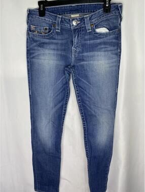 True Religion Womens Blue Skinny Denim Jeans Size 31 X 28 USA MADE